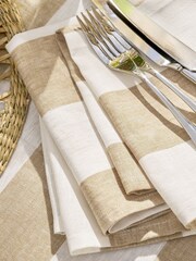 Sophie Allport Set of 2 Natural Witham Sand Stripe Linen Napkins - Image 2 of 3