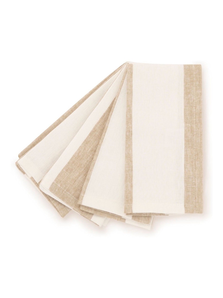 Sophie Allport Set of 2 Natural Witham Sand Stripe Linen Napkins - Image 3 of 3