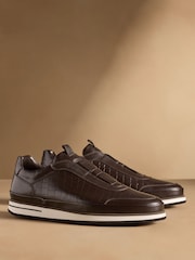 Russell & Bromley Brown San Giusto Oxford Laceless Sneakers - Image 2 of 7