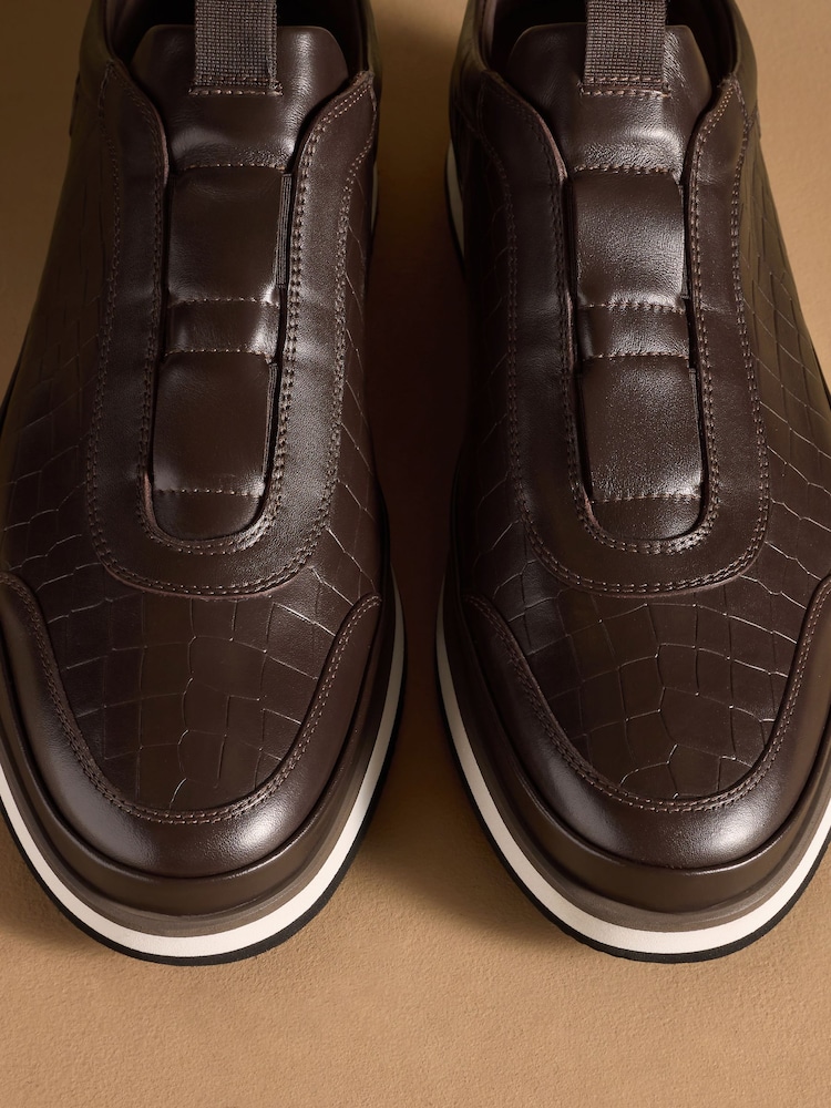 Russell & Bromley Brown San Giusto Oxford Laceless Sneakers - Image 7 of 7