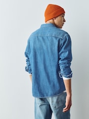 أزرق متوسط - Cotton Denim Shirt - صورة 3 من 7