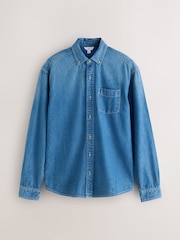 أزرق متوسط - Cotton Denim Shirt - صورة 5 من 7