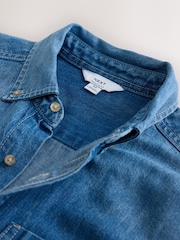 أزرق متوسط - Cotton Denim Shirt - صورة 6 من 7