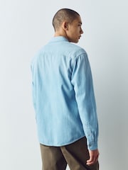 أزرق تبييض - Cotton Denim Shirt - صورة 3 من 8
