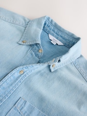 أزرق تبييض - Cotton Denim Shirt - صورة 7 من 8