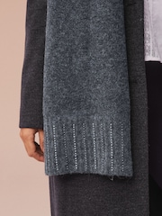 B by Ted Baker Charcoal Grey Diamante Stud Wool Blend Scarf - Image 5 of 8