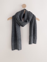 B by Ted Baker Charcoal Grey Diamante Stud Wool Blend Scarf - Image 6 of 8