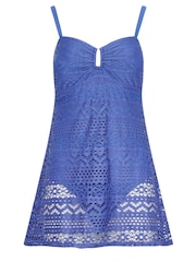 Long Tall Sally Blue Tall Crochet Swim Dress - Image 5 of 5