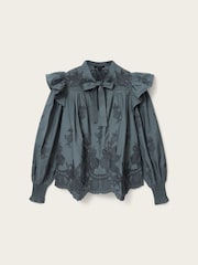 AllSaints Blue Nisa Embroidered Top - Image 6 of 6