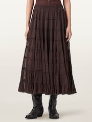 AllSaints Brown Eva Skirt - Image 1 of 7