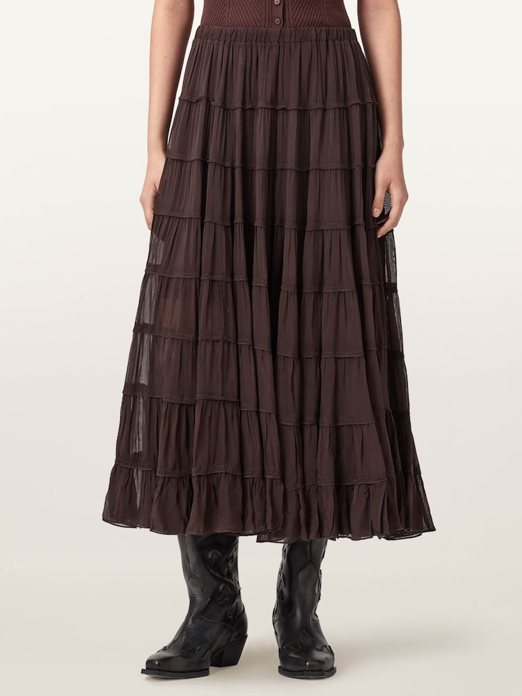AllSaints Brown Eva Skirt - Image 1 of 7