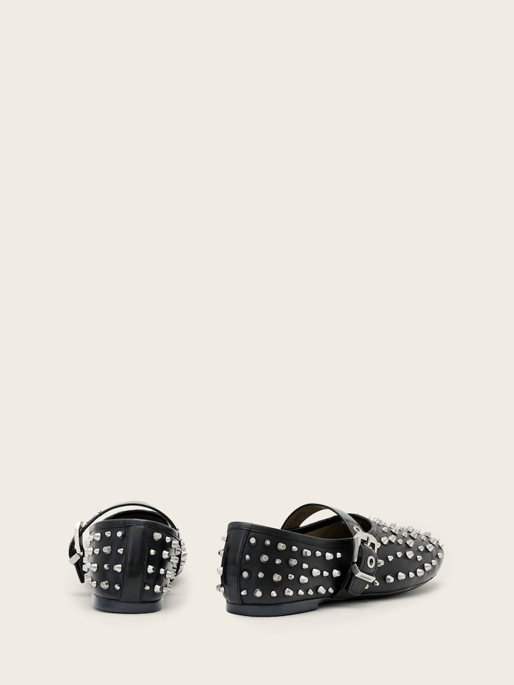 AllSaints Black Sabine Stud Shoes - Image 2 of 4 AllSaints Black Sabine Stud Shoes - Image 2 of 4