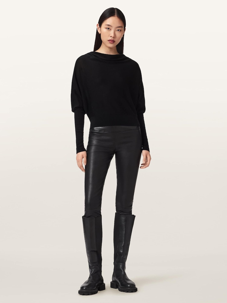 AllSaints Black Cora Leather Leggings - Image 2 of 7