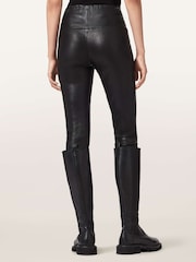 AllSaints Black Cora Leather Leggings - Image 4 of 7
