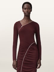 AllSaints Red Elsie Zipper Dress - Image 1 of 5