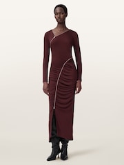 AllSaints Red Elsie Zipper Dress - Image 3 of 5