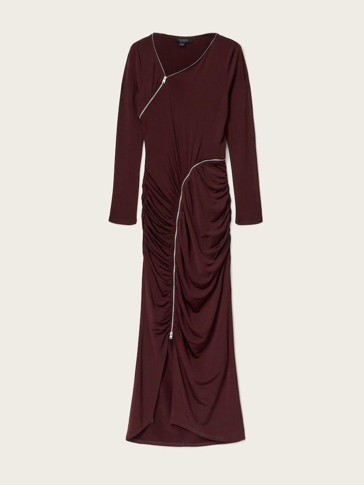 AllSaints Red Elsie Zipper Dress - Image 5 of 5