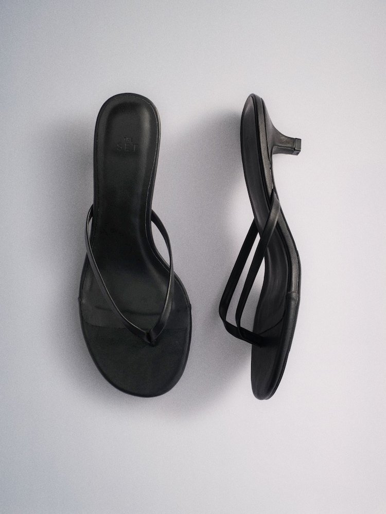 The Set Toe Thong Heel Sandals Black - Image 1 of 5 The Set Toe Thong Heel Sandals Black - Image 1 of 5