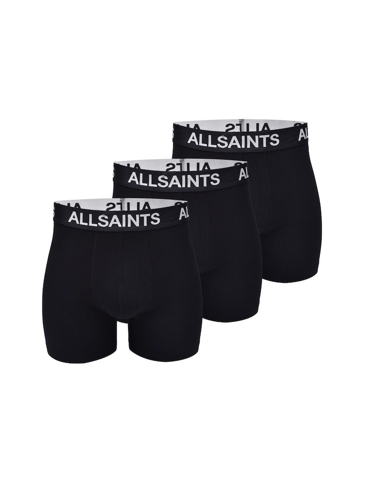 AllSaints Black Boxer Briefs With Contour Pouch 3 Pack - Image 1 of 5
