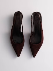 The Set Kitten Heel Slingback Shoes Chocolate Brown - Image 4 of 5
