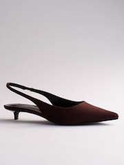 The Set Kitten Heel Slingback Shoes Chocolate Brown - Image 5 of 5