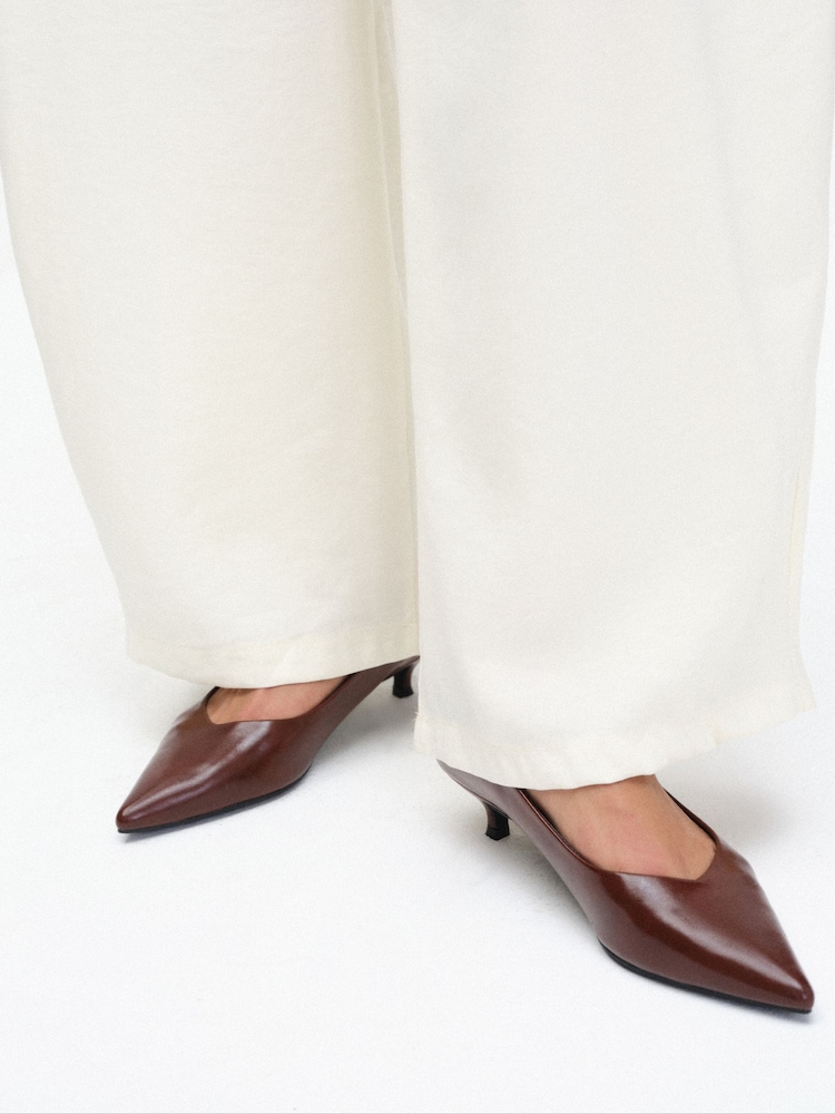 The Set Kitten Heel Court Shoes Tan Brown - Image 1 of 6 The Set Kitten Heel Court Shoes Tan Brown - Image 1 of 6