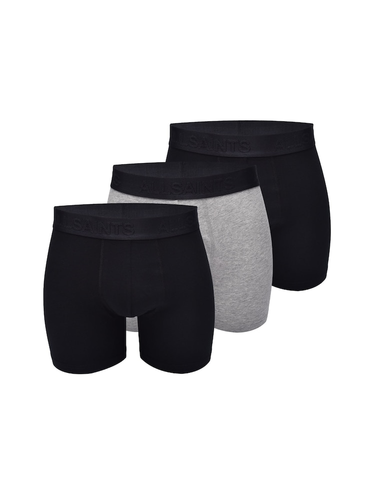AllSaints Black Boxer Briefs With Contour Pouch 3 Pack - Image 1 of 9