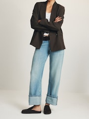 The Set Faux Suede Backless Clog Loafers Chocolate Brown - Image 3 of 5