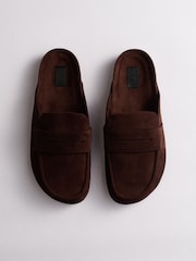 The Set Faux Suede Backless Clog Loafers Chocolate Brown - Image 5 of 5