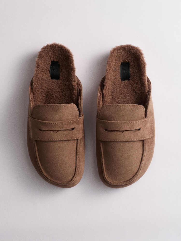The Set Faux Suede Backless Clog Loafers Taupe Brown - Image 1 of 6
