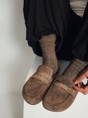 The Set Faux Suede Backless Clog Loafers Taupe Brown - Image 2 of 6