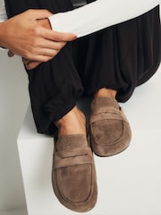 The Set Faux Suede Backless Clog Loafers Taupe Brown - Image 3 of 6