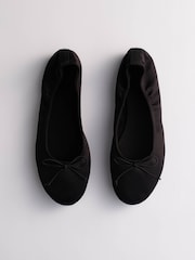 Schwarz - The Set Satin Round Toe Bow Ballet Flats - Bild 4 von 5