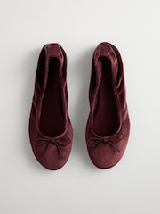 The Set Satin Round Toe Bow Ballet Flats Burgundy Red - Image 1 of 4