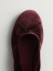 The Set Satin Round Toe Bow Ballet Flats Burgundy Red - Image 4 of 4