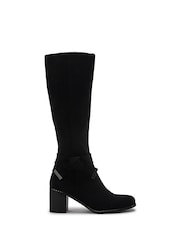 Moda in Pelle Black Sabea Side Knot Heeled Long Boots - Image 1 of 4