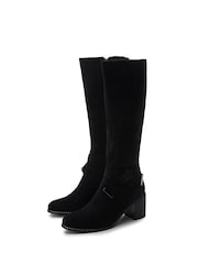 Moda in Pelle Black Sabea Side Knot Heeled Long Boots - Image 2 of 4