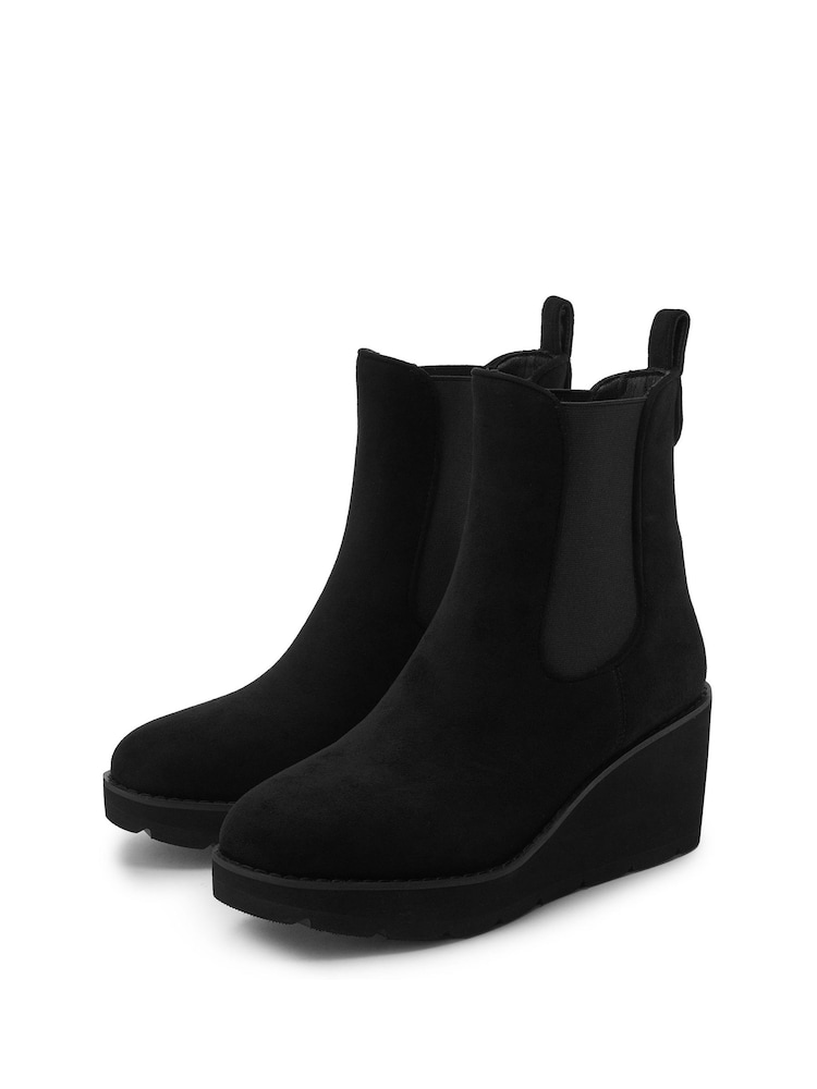 Moda in Pelle Black Allby Wedge Chelsea Boots - Image 2 of 4