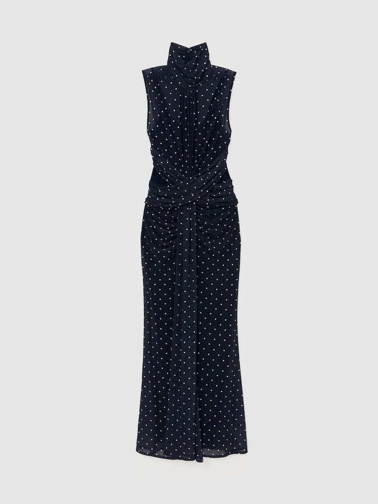 Reiss Navy/Ivory Stacey Petite Polka-Dot Print Sleeveless Maxi Dress - Image 2 of 8 Reiss Navy/Ivory Stacey Petite Polka-Dot Print Sleeveless Maxi Dress - Image 2 of 8