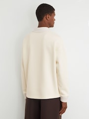 Reiss Off White Beaton Premium Interlock Open-Collar Sweatshirt - Image 5 of 6