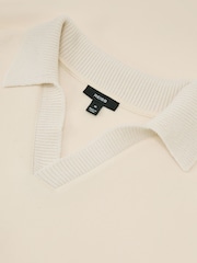 Reiss Off White Beaton Premium Interlock Open-Collar Sweatshirt - Image 6 of 6
