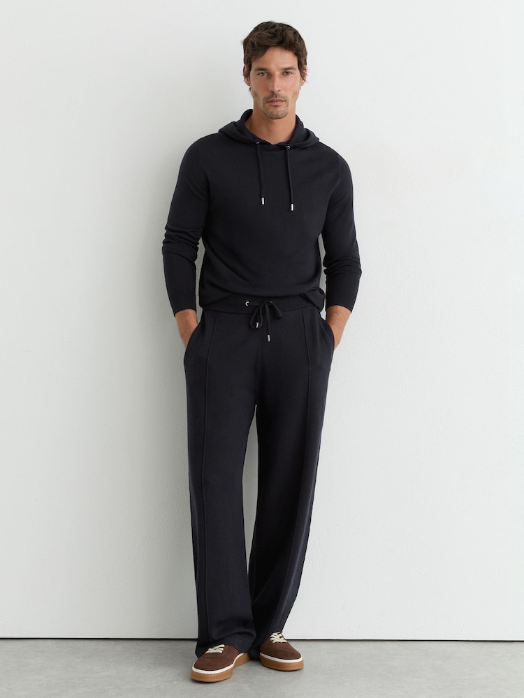 Reiss Navy Wirral Merino Wool-Blend Relaxed-Fit Joggers - Image 1 of 8 Reiss Navy Wirral Merino Wool-Blend Relaxed-Fit Joggers - Image 1 of 8