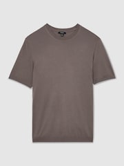 Reiss Mouse Brown Chad Cotton-Modal Crew-Neck Modern-Fit T-Shirt - Image 2 of 6