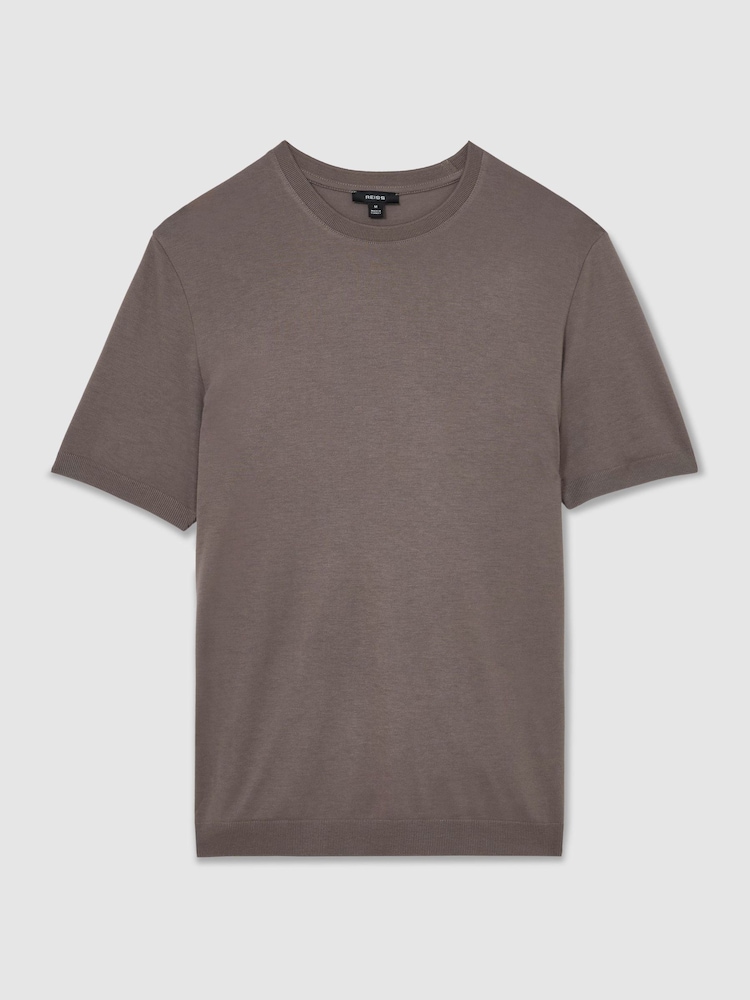 Reiss Mouse Brown Chad Cotton-Modal Crew-Neck Modern-Fit T-Shirt - Image 2 of 6