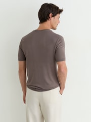 Reiss Mouse Brown Chad Cotton-Modal Crew-Neck Modern-Fit T-Shirt - Image 5 of 6
