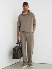 Reiss Mushroom Brown Dane Premium Interlock Hoodie - Image 1 of 6