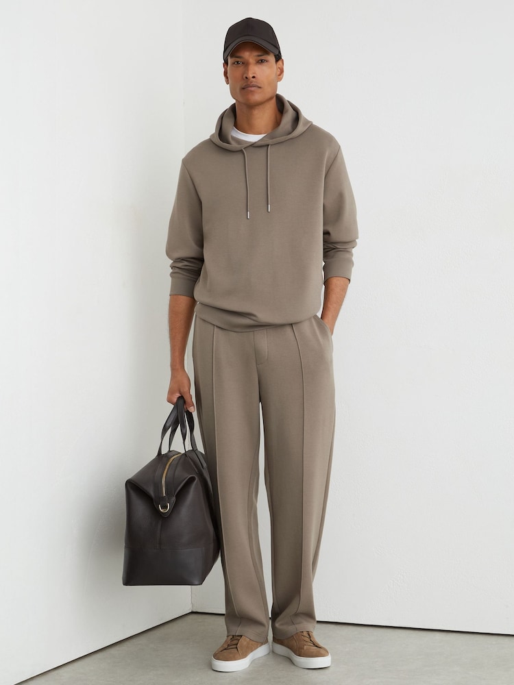 Reiss Mushroom Brown Dane Premium Interlock Hoodie - Image 1 of 6 Reiss Mushroom Brown Dane Premium Interlock Hoodie - Image 1 of 6