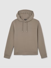 Reiss Mushroom Brown Dane Premium Interlock Hoodie - Image 2 of 6