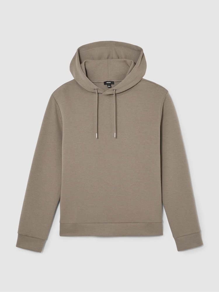Reiss Mushroom Brown Dane Premium Interlock Hoodie - Image 2 of 6 Reiss Mushroom Brown Dane Premium Interlock Hoodie - Image 2 of 6