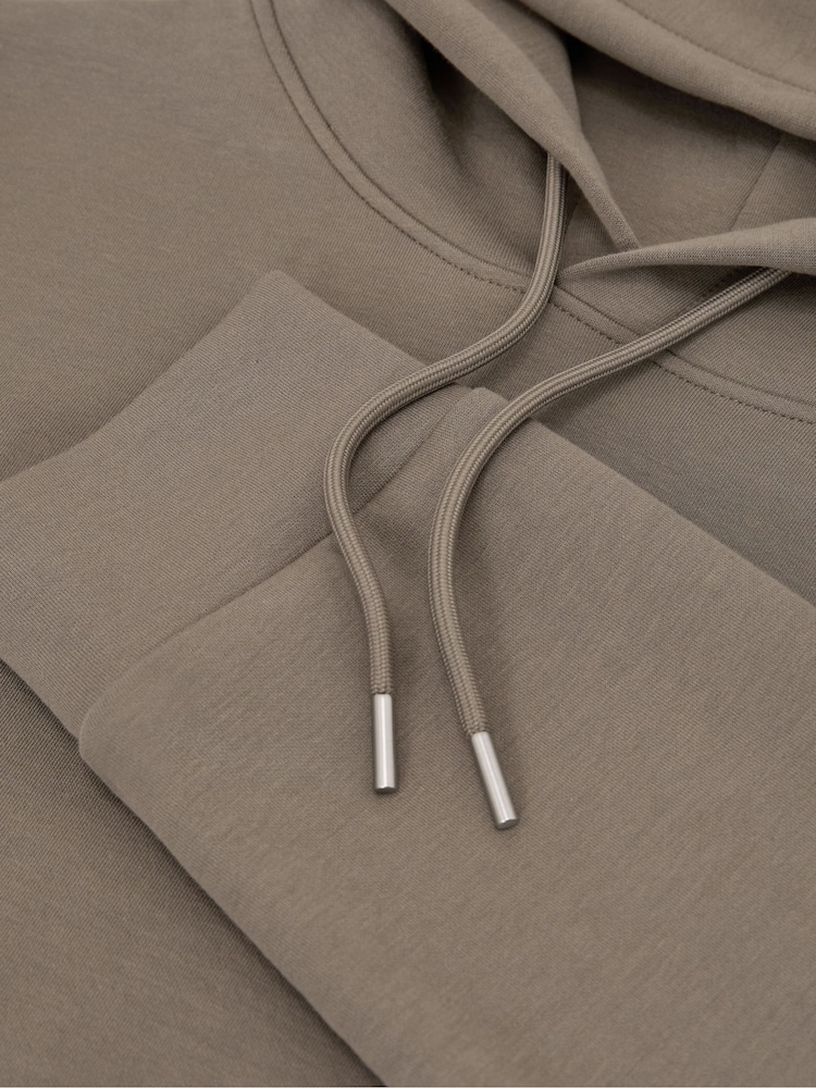 Reiss Mushroom Brown Dane Premium Interlock Hoodie - Image 6 of 6 Reiss Mushroom Brown Dane Premium Interlock Hoodie - Image 6 of 6